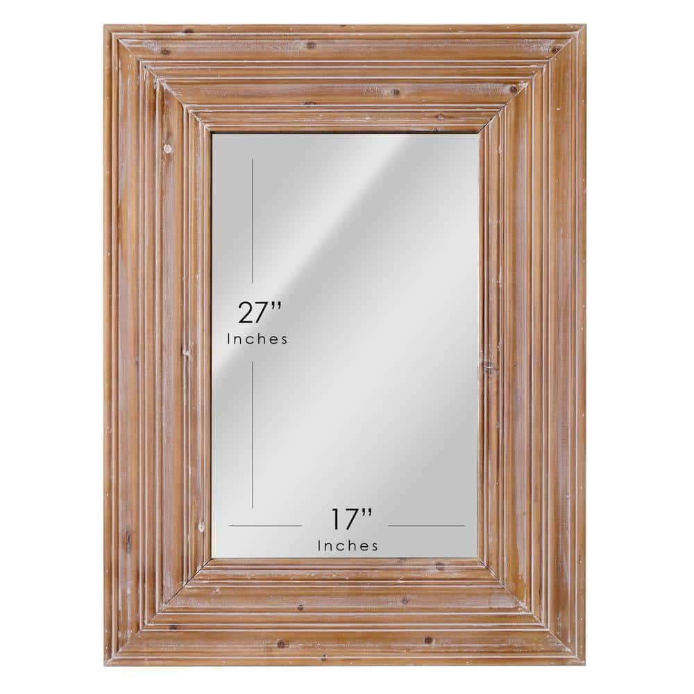 Head West Natural Whitewash Wood Farmhouse Wall Accent Mirror - 30 x 40