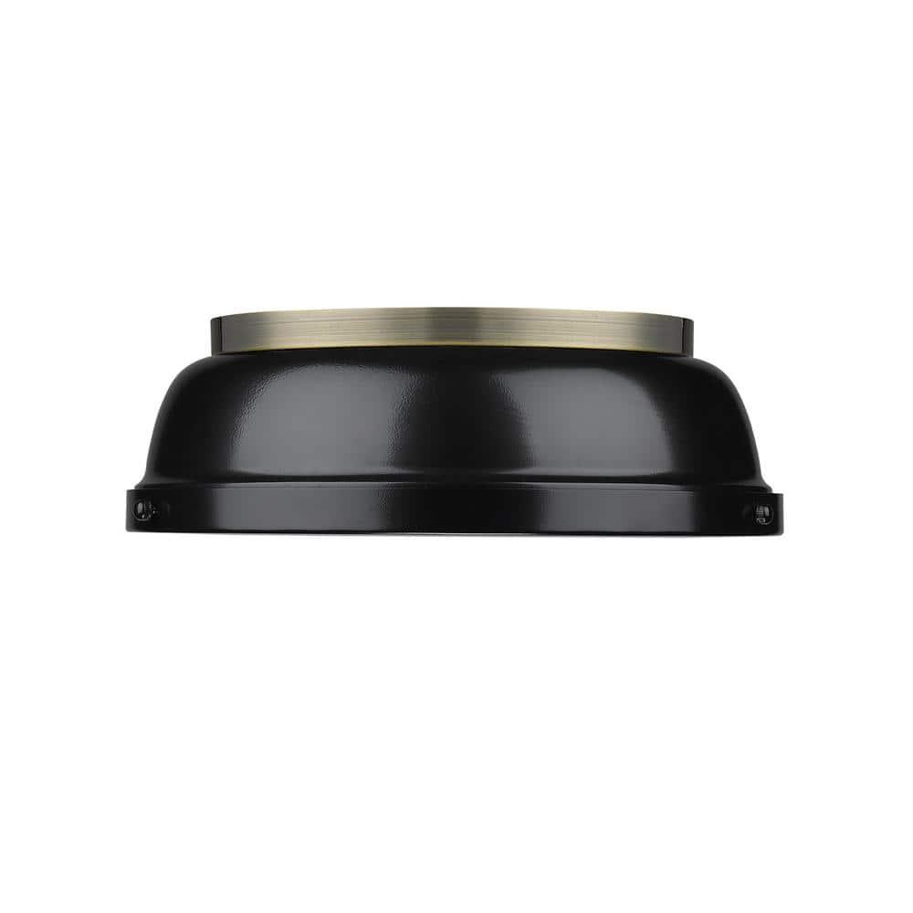 Golden Lighting Duncan 2-Light Flush Mount in Aged Brass with Black