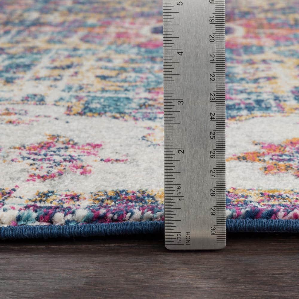 Livabliss Harput Vintage Medallion Runner Area Rug,2'7" x 7'3",Dark Blue