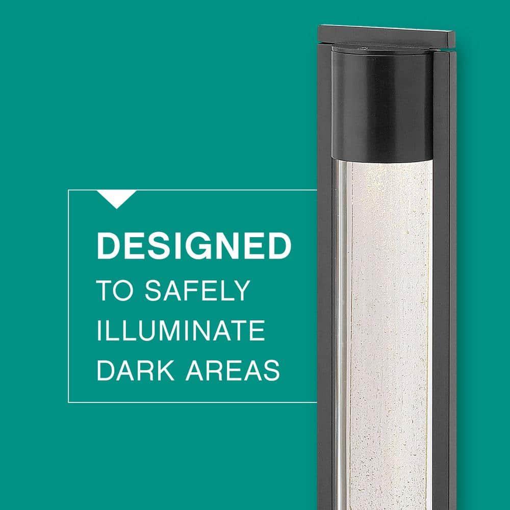Sleek Black LED Landscape Bollard with Clear Acrylic & Seedy Glass