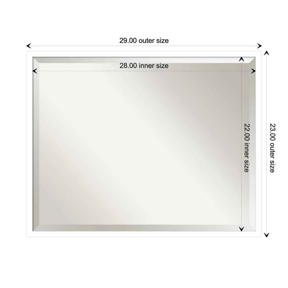 Amanti Art Beveled Wood Bathroom Wall Mirror - Svelte Frame Svelte White Outer Size: 29 x 23 in White