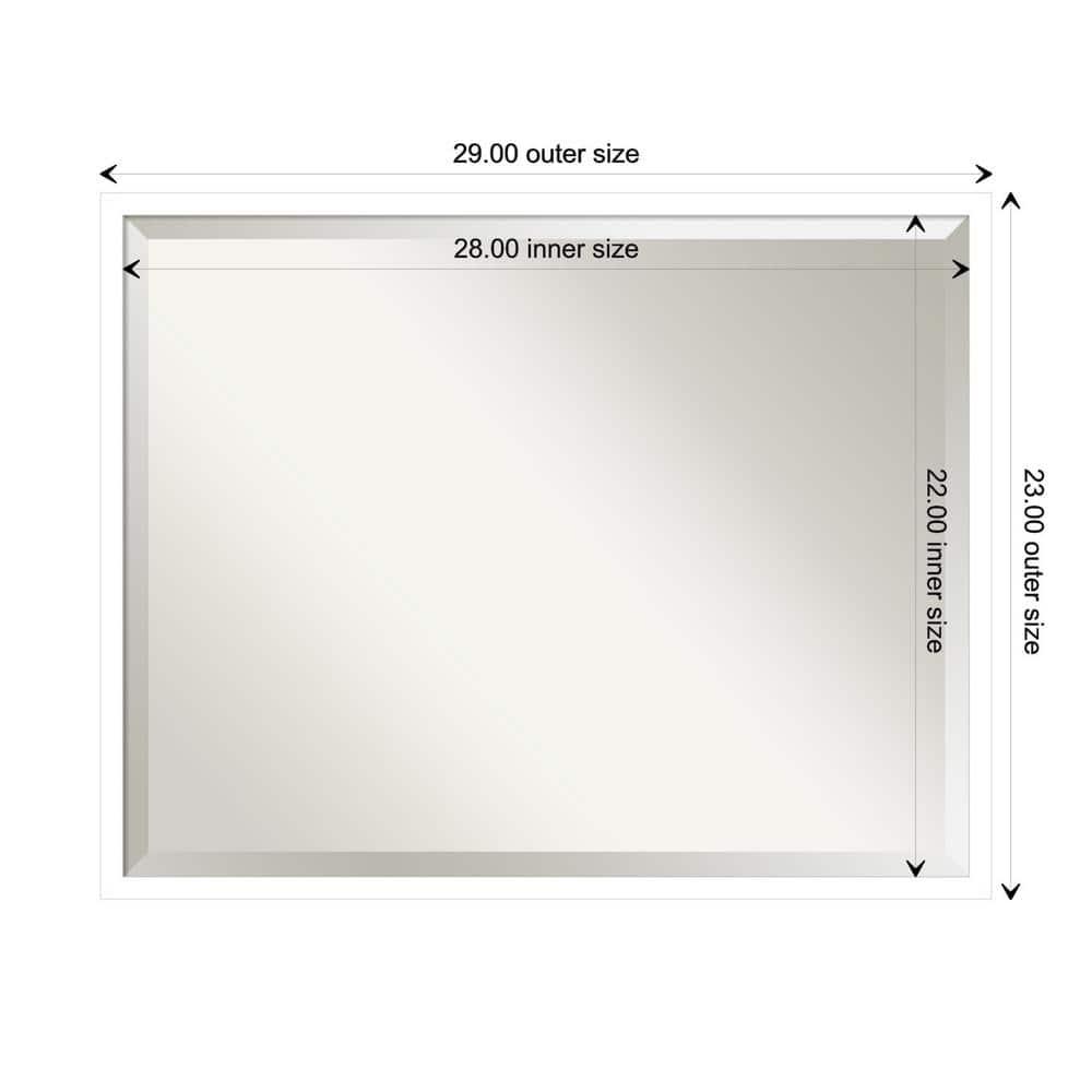 Amanti Art Beveled Wood Bathroom Wall Mirror - Svelte Frame Svelte White Outer Size: 29 x 23 in White