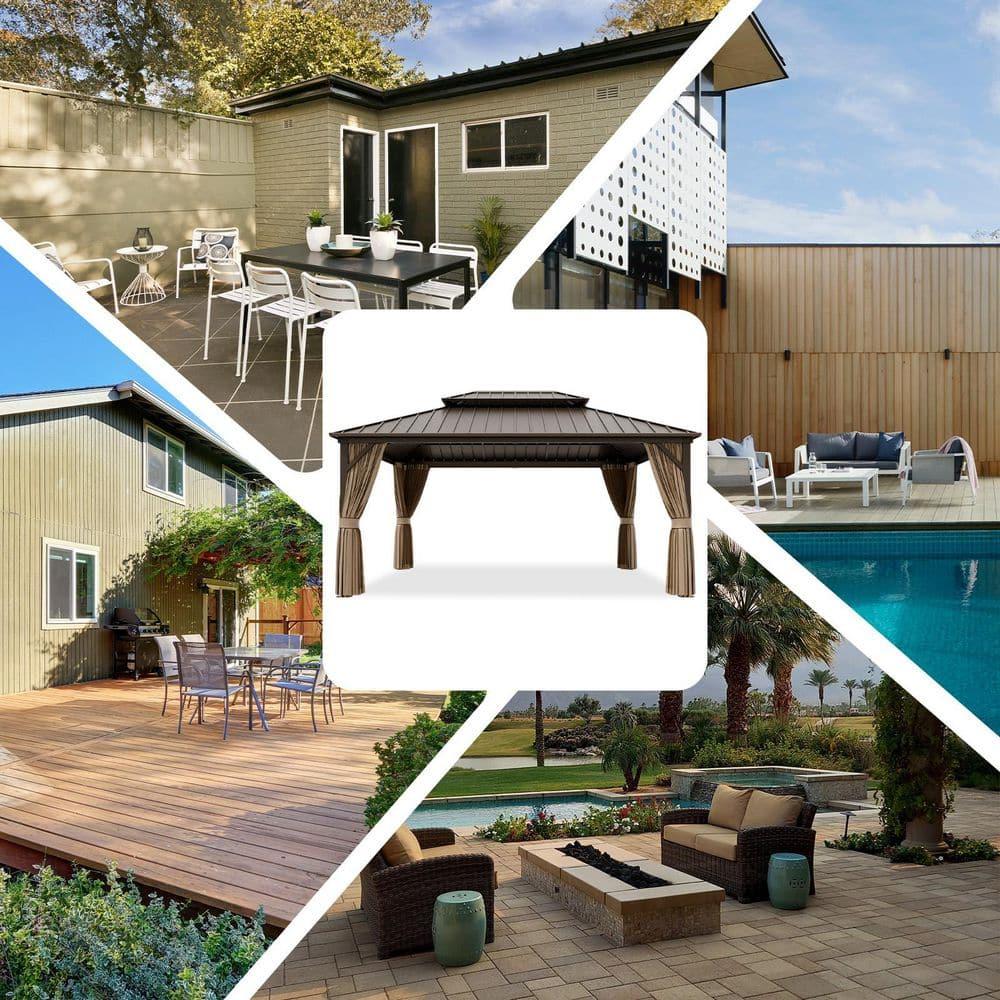 COOS BAY 16 Ft. W x 12 Ft. D Outdoor Metal Patio Hartop Gazebo