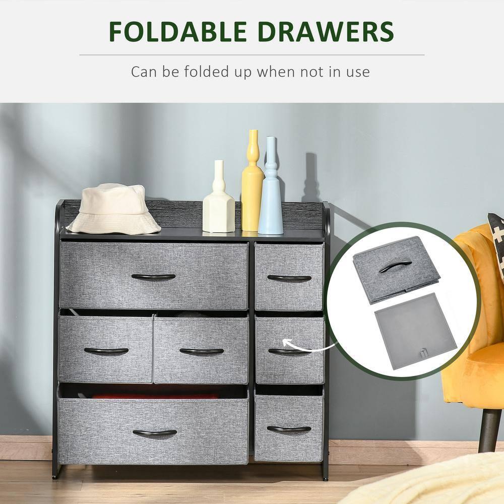 Red Barrel Studio® 7-Drawer Dresser, Fabric Chest Of Drawers, 3-Tier Storage Organizer For Bedroom Entryway, Tower Unit With Steel Frame Wooden Top