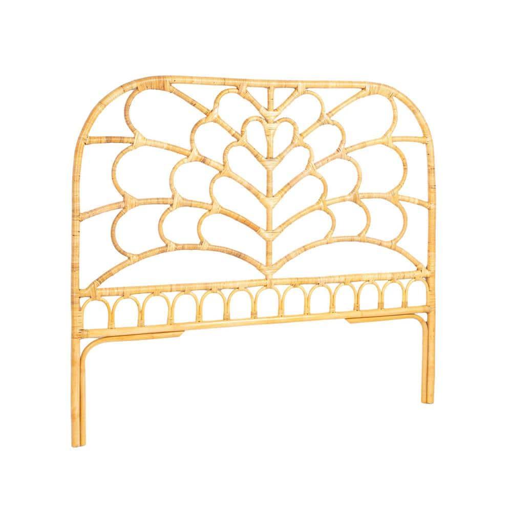 Storied Home Queen Rattan Arched Headboard Natural: Durable Weave, No Assembly, Eco-Friendly Material