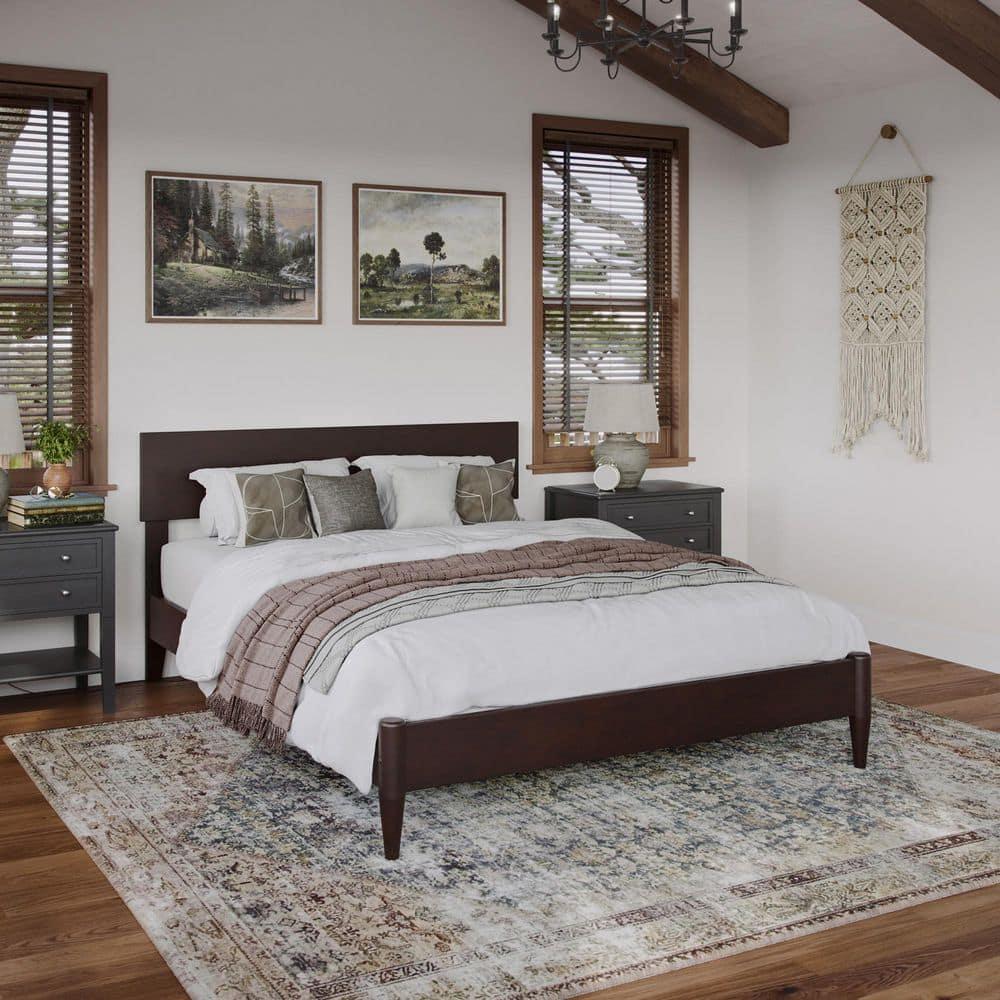 AFI Aria Full Modern Solid Wood Low Profile Platform Bed, Espresso