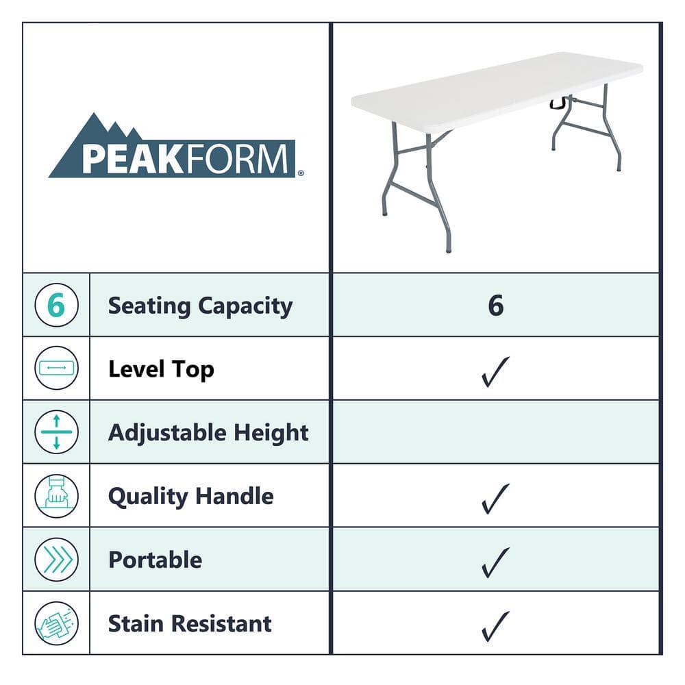 Peakform Peakform White 6-Foot Folding Table