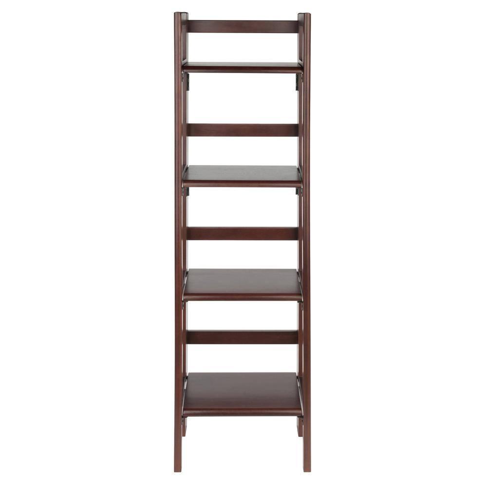 51.34" Terry Folding Bookcase Walnut - Winsome: Beech Wood, 4 Shelves, Space Saver