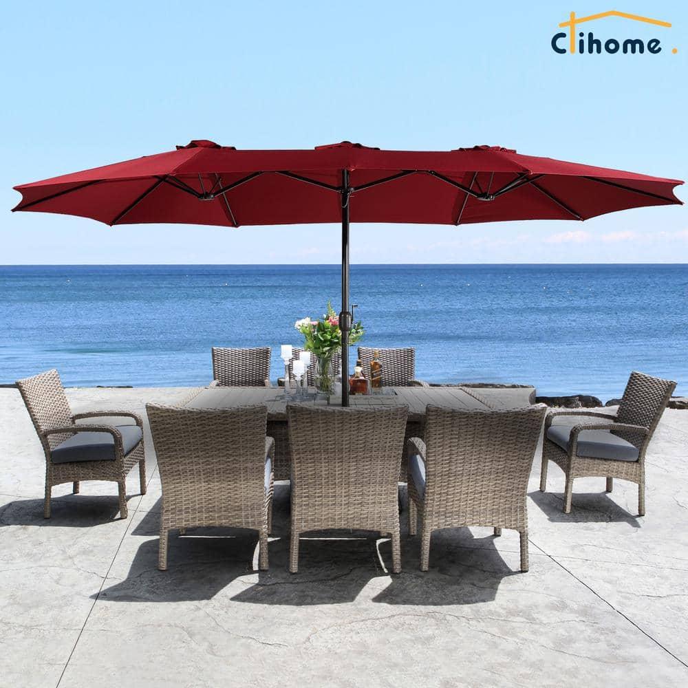 15 Ft Patio Market Umbrella with Base