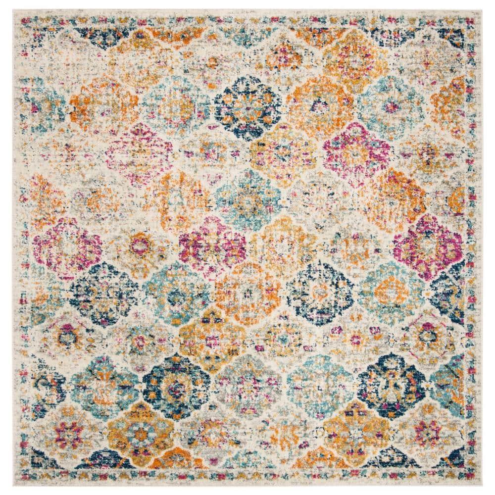 Madison MAD611 Power Loomed Indoor Area Rug - Cream/Multi - 6'7"x6'7" - Safavieh