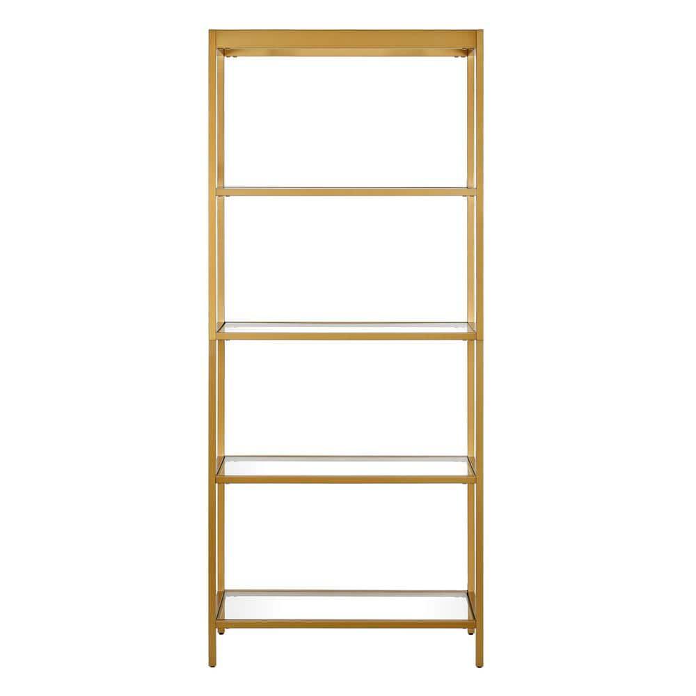 Evelyn&Zoe Alexis 30" Wide Rectangular Bookcase, Brass