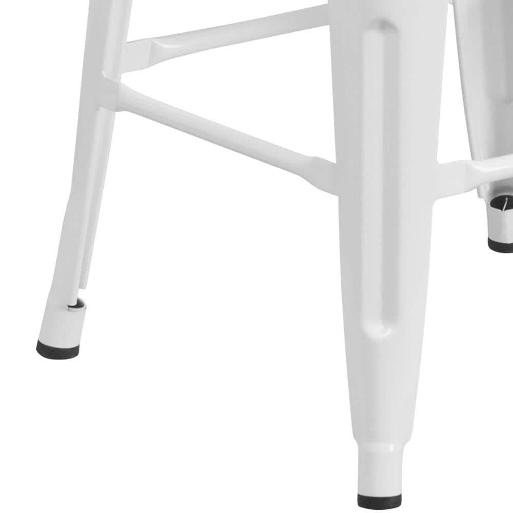 Flash Furniture Commercial Grade 30" High Backless White Metal Indoor-Outdoor Barstool with Square Seat
