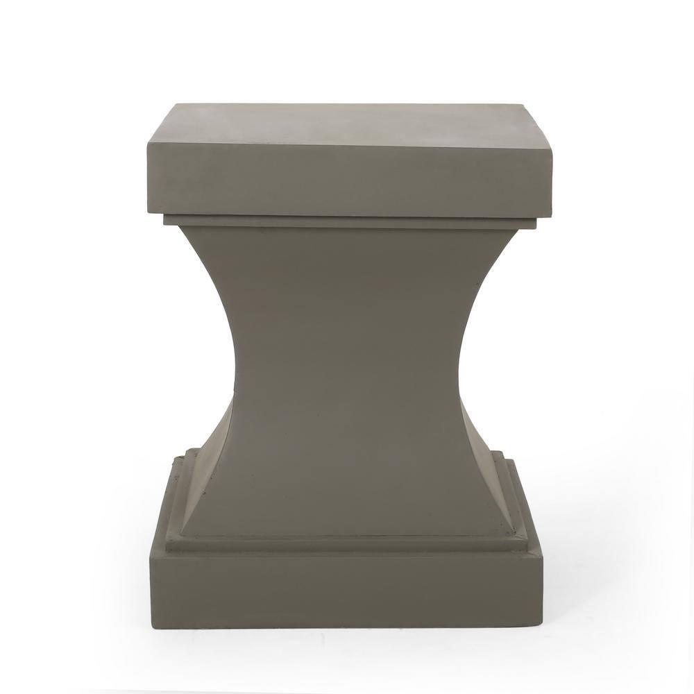 GDF Studio Atrass Outdoor Modern Lightweight Concrete Side Table, Light Gray