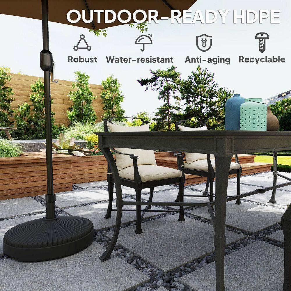 Outsunny Round Patio Umbrella Base Holder Outdoor Umbrella Stand, Filled Up to 62lbs with Stand or 51lbs with Water for Garden Poolside, Black