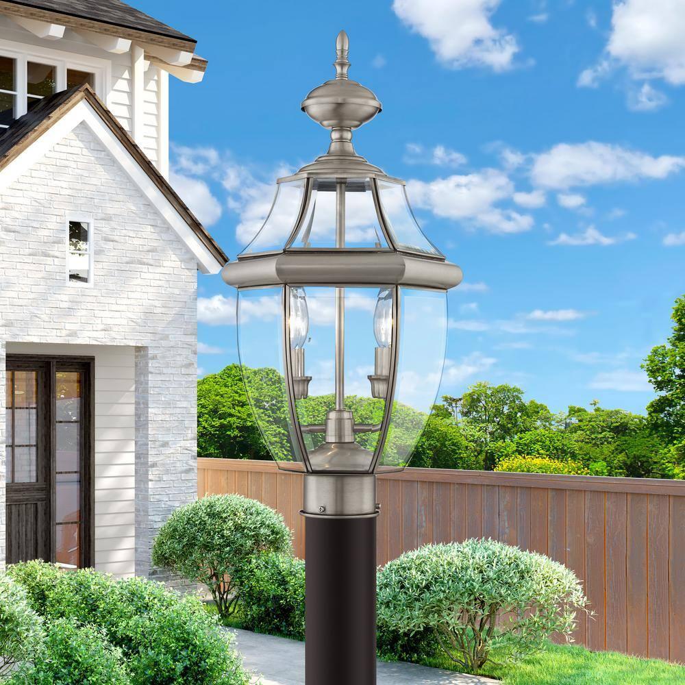 Lighting Lumens Outdoor Post Lantern Pendant with Clear Glass Shade - 2 Light Fixture