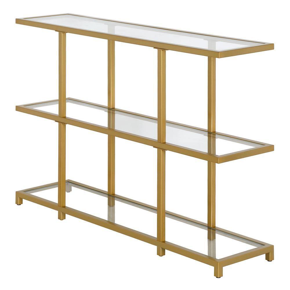 Evelyn&Zoe Greenwich 42" Wide Rectangular Console Table, Brass