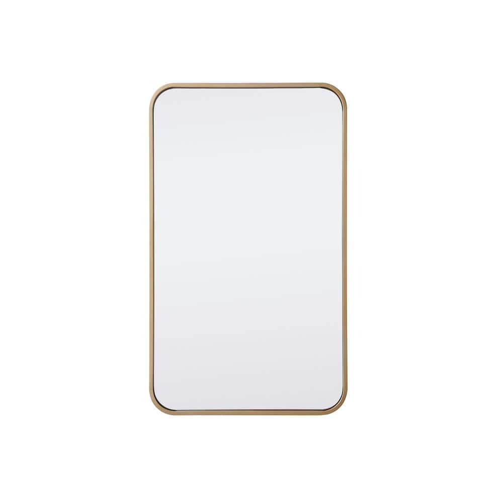 Elegant Lighting Soft corner metal rectangular mirror 18x30 inch in Brass