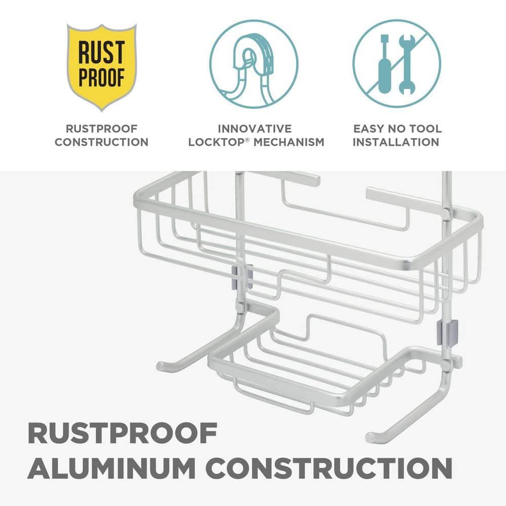 NeverRust Rustproof Aluminum Large Over-the-Shower Caddy in Satin Chrome