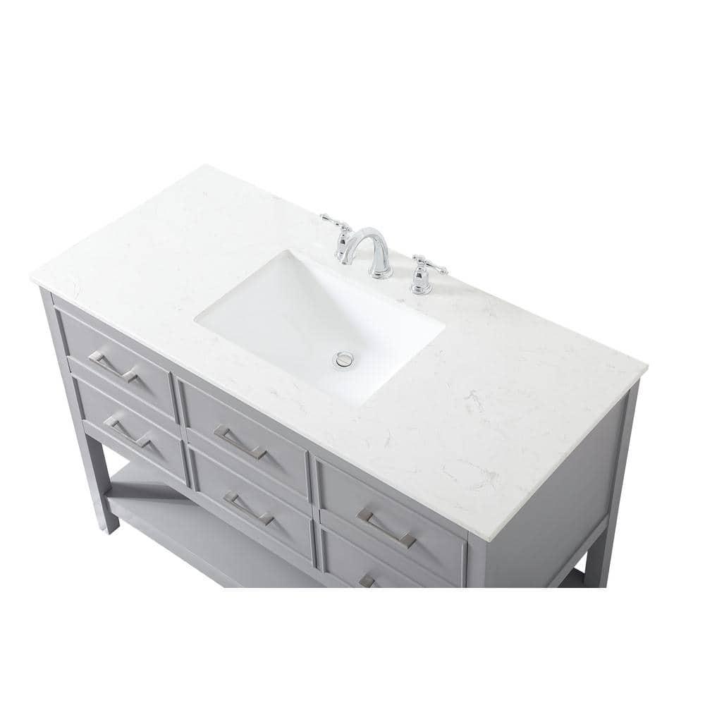 Elegant Decor Sinclaire 48" Aluminum Alloy & MDF Single Bathroom Vanity in Gray