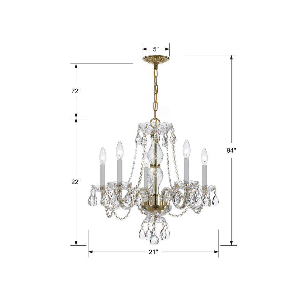 Crystorama Lighting Traditional Crystal 5 - Light Chandelier in  Polished Brass