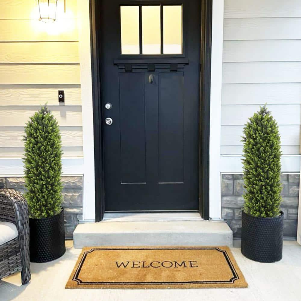 4ft Artificial Cedar Topiary Trees 2 Pack, Beautiful Realistic Artificial Plants for Outdoor, UV Protection Potted Plants Artificial Shrubs for Outdoor, Indoor, Office, Front Porch Decor.