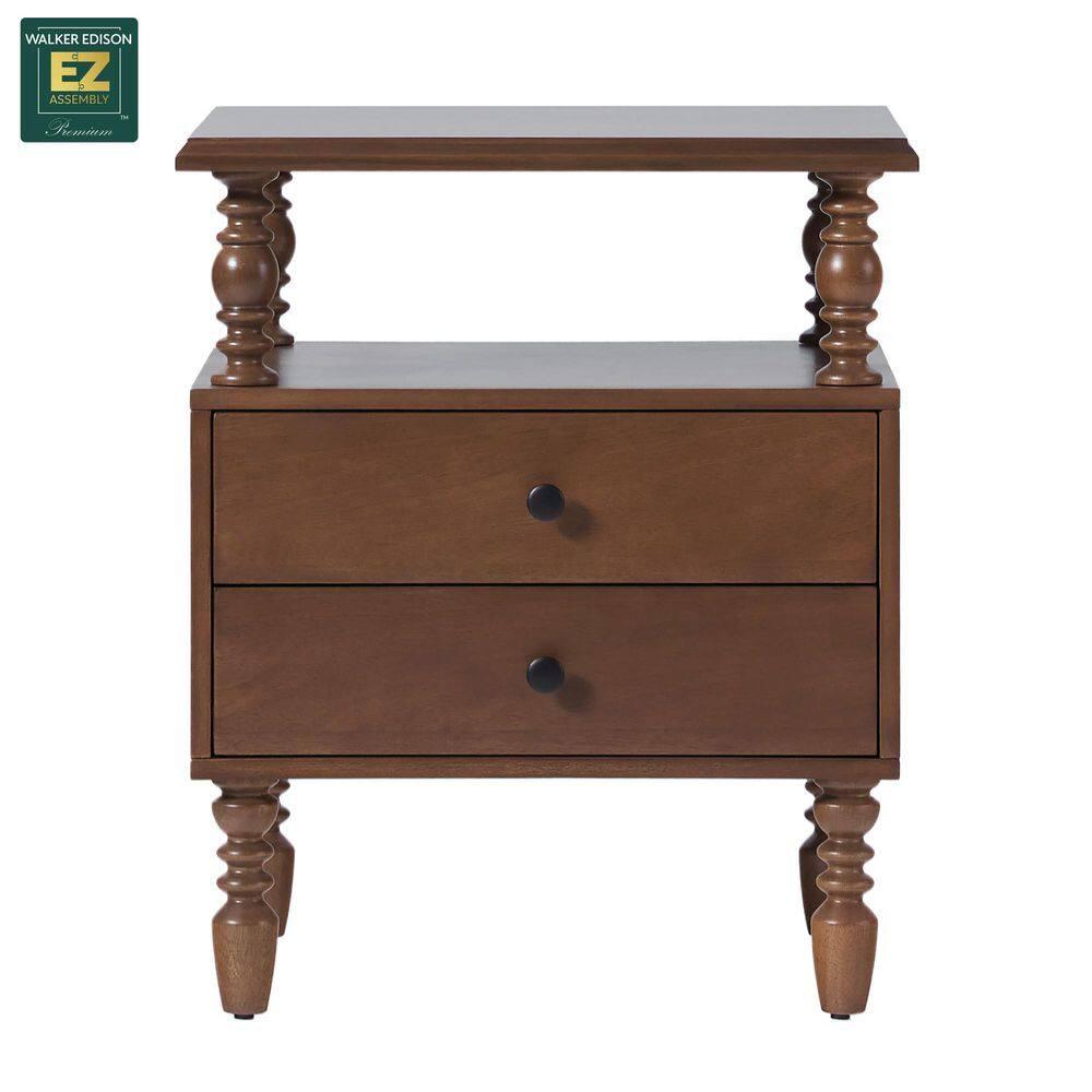 Vivienne Easy Assembly Solid Wood Spindle 2-Drawer Nightstand