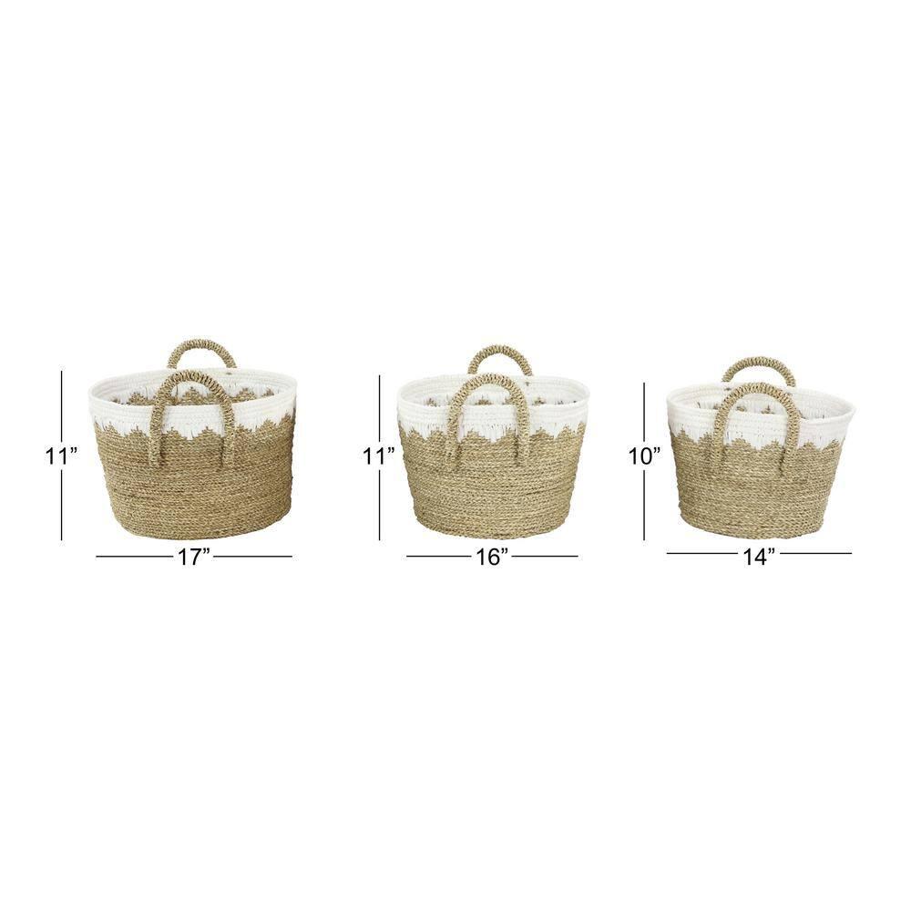 Brown Sea Grass Natural Storage Basket 11 in., 11 in., and 10 in. (Set of 3)