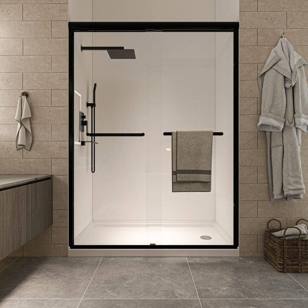 60'' - W x 72'' H Door Semi-Frameless Shower Door with Two Handles