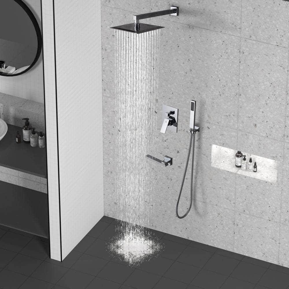 10'' Square Wall Mounted Stainless Steel Rain Shower System
