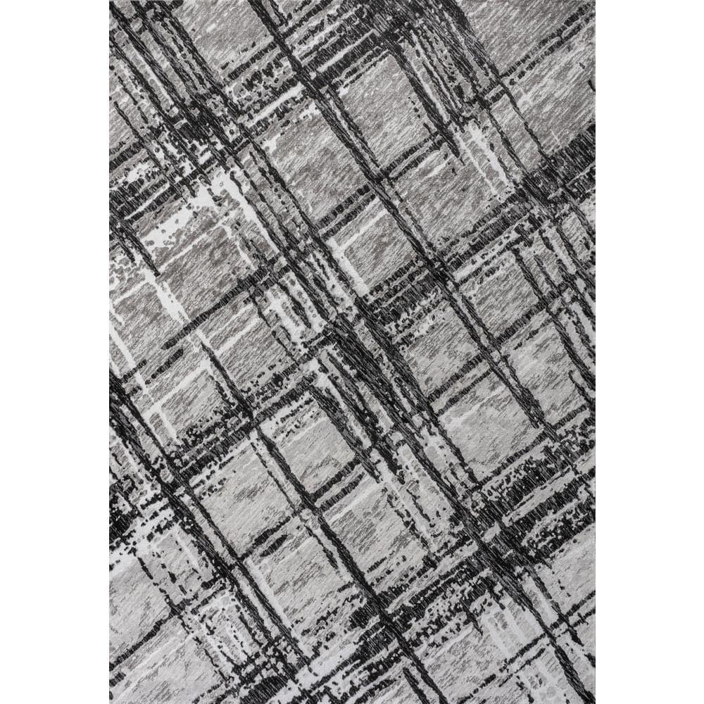 JONATHAN Y Slant Modern Abstract Black/Gray 3 ft. x 5 ft. Area Rug