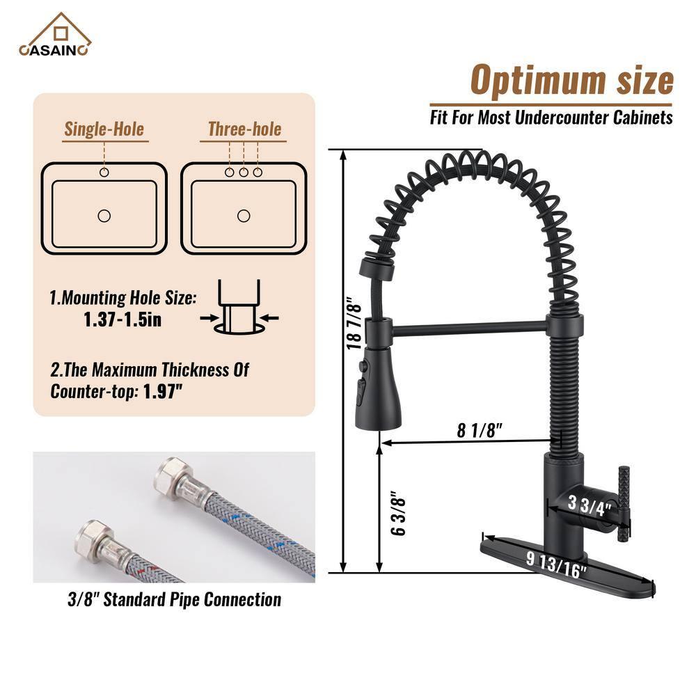 CASAINC 1.8 GPM Single-Handle Pull-Down Kitchen Faucet Single Hole Faucet