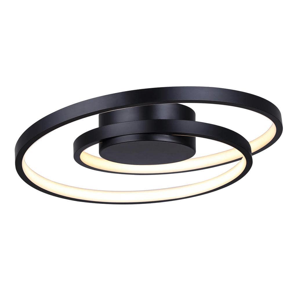 Canarm LIVANA 16-Inch LED Flush Mount, Matte Black, Dimmable, 25W Integrated LED, 1050 Lumens, 3000K, Modern Design