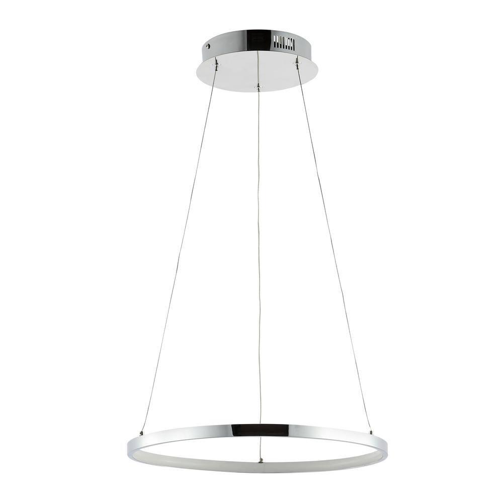 Bradley 15.75 in. 1-Light Integrated LED Chrome Modern Contemporary Metal Round Pendant