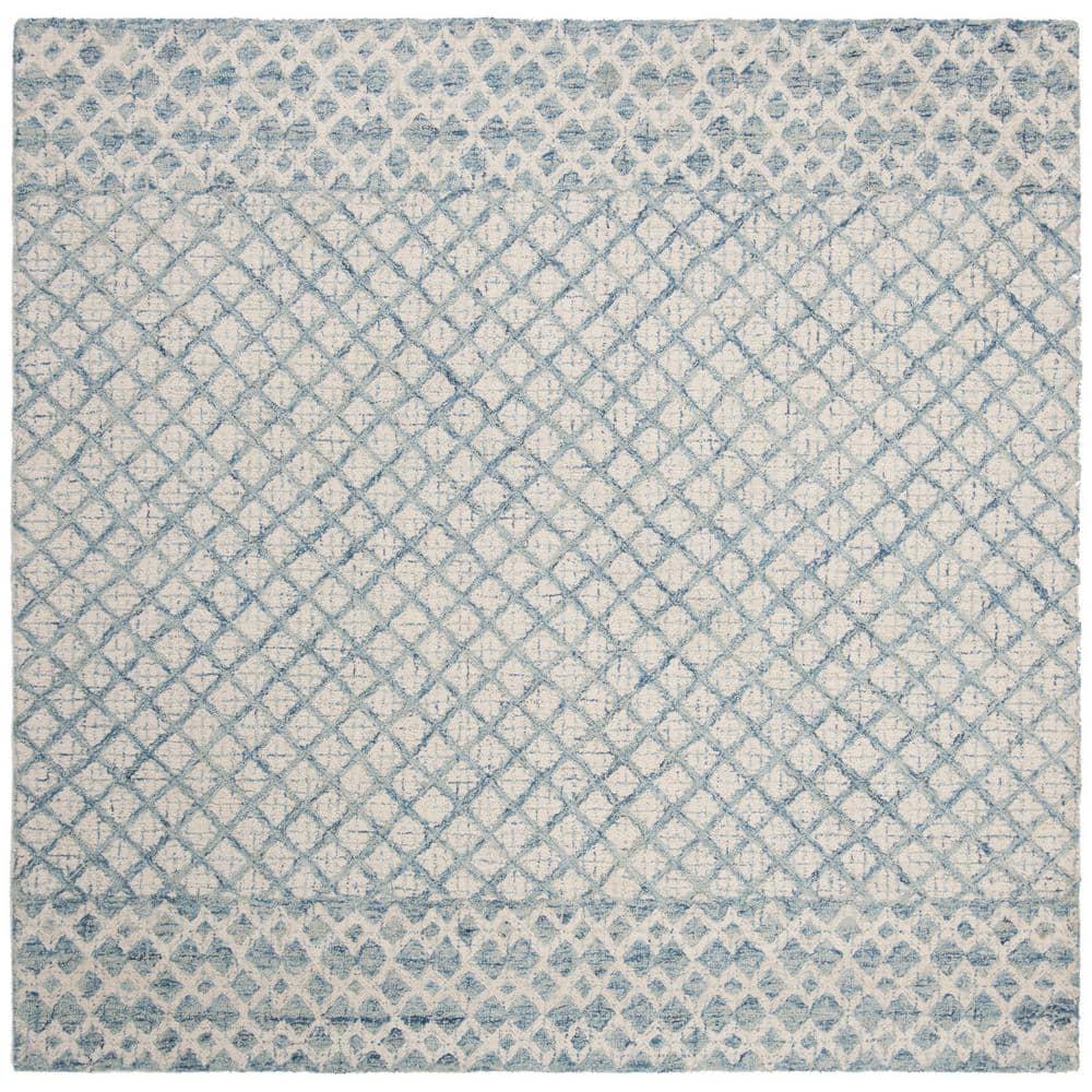 Abstract ABT203 Handmade Indoor Area Rug - Blue/Ivory - 4'x4' - Safavieh