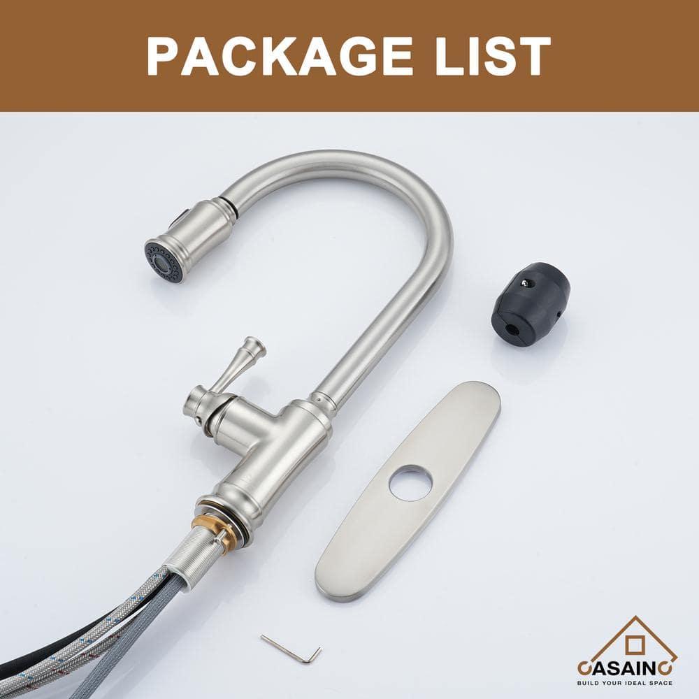 CASAINC 1.8 GPM Single-Handle Pull-Down Kitchen Faucet Single Hole Faucet
