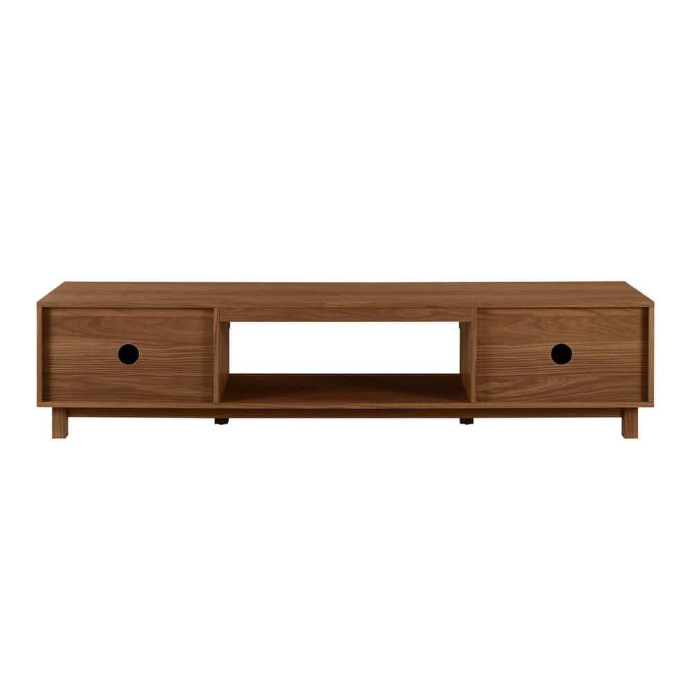 Mocha 70" Modern Fluted-Door TV Stand with Cabinet