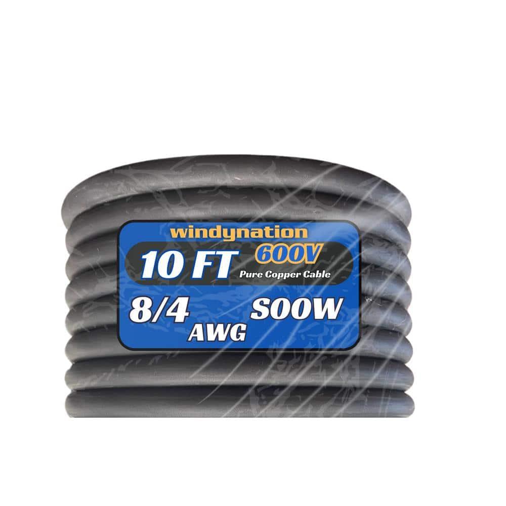 8 Gauge 4 Conductor 10 Feet Black SOOW Cable