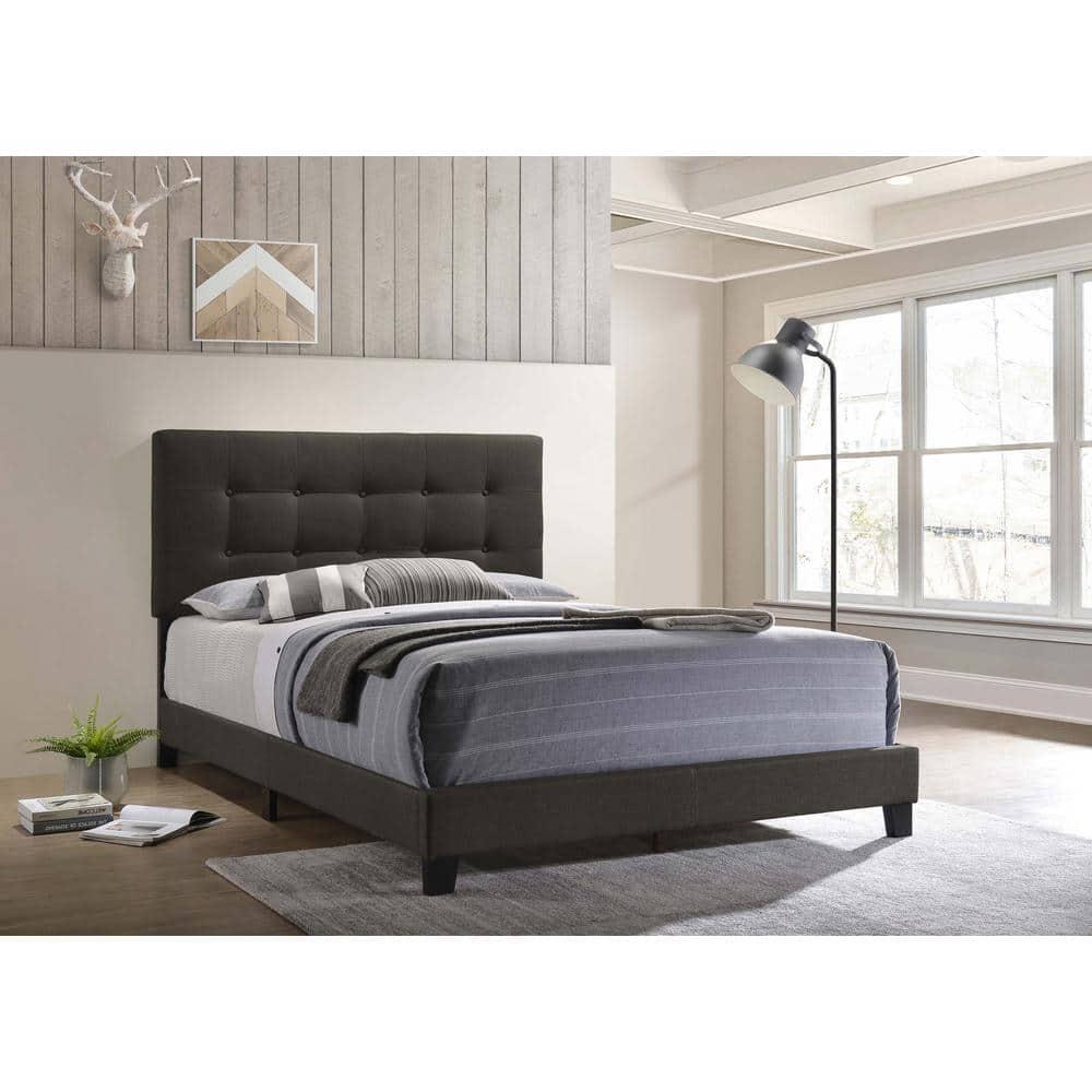 Mapes Tufted Upholstered Eastern King Bed Charcoal
