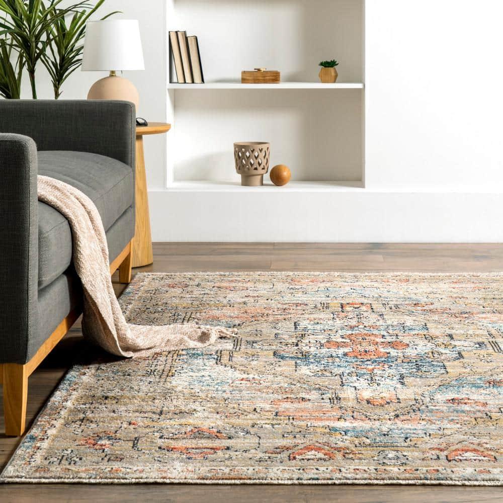 Nuloom Marley Medallion 7x9 Indoor Area Rug for Living Room Bedroom Dining Room Kitchen, Beige/Ivory