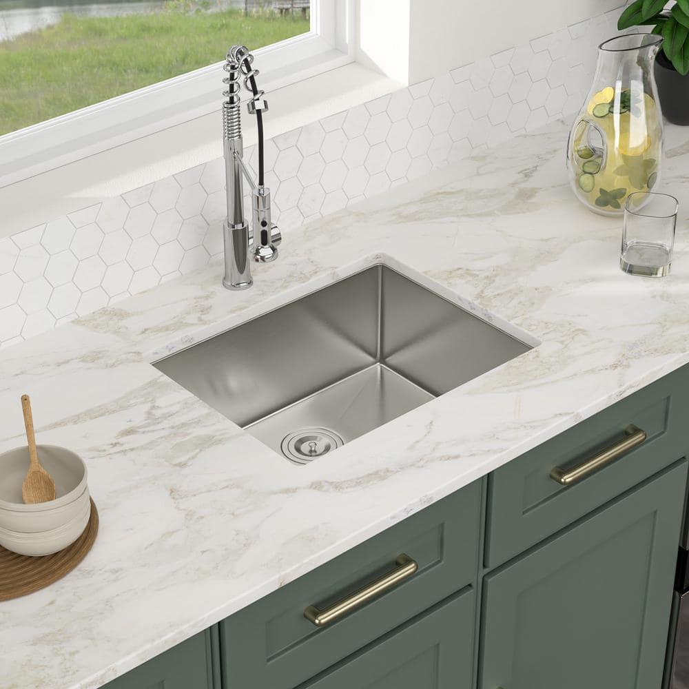 Sarlai 23 Bar Sink Stainless Steel - 23" x 18" Undermount Kitchen Sink Single Bowl 16 Gauge Stainless Steel RV Camper Wet Bar Prep Sink Basin