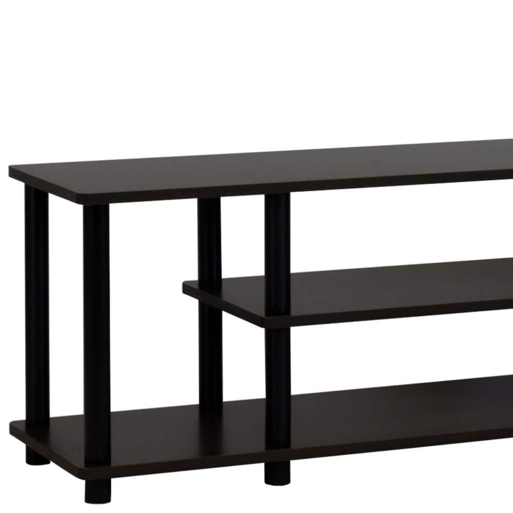 Furinno No Tools 3-Tier TV Stands for TV's up to 50" Entertainment Media Center Walnut/Black