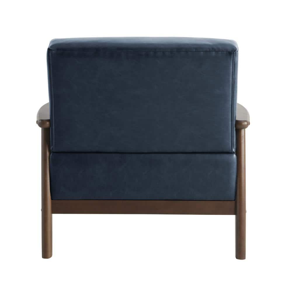 36.6" Modern Solid Wood Accent Chair Upholstered in Faux Leather