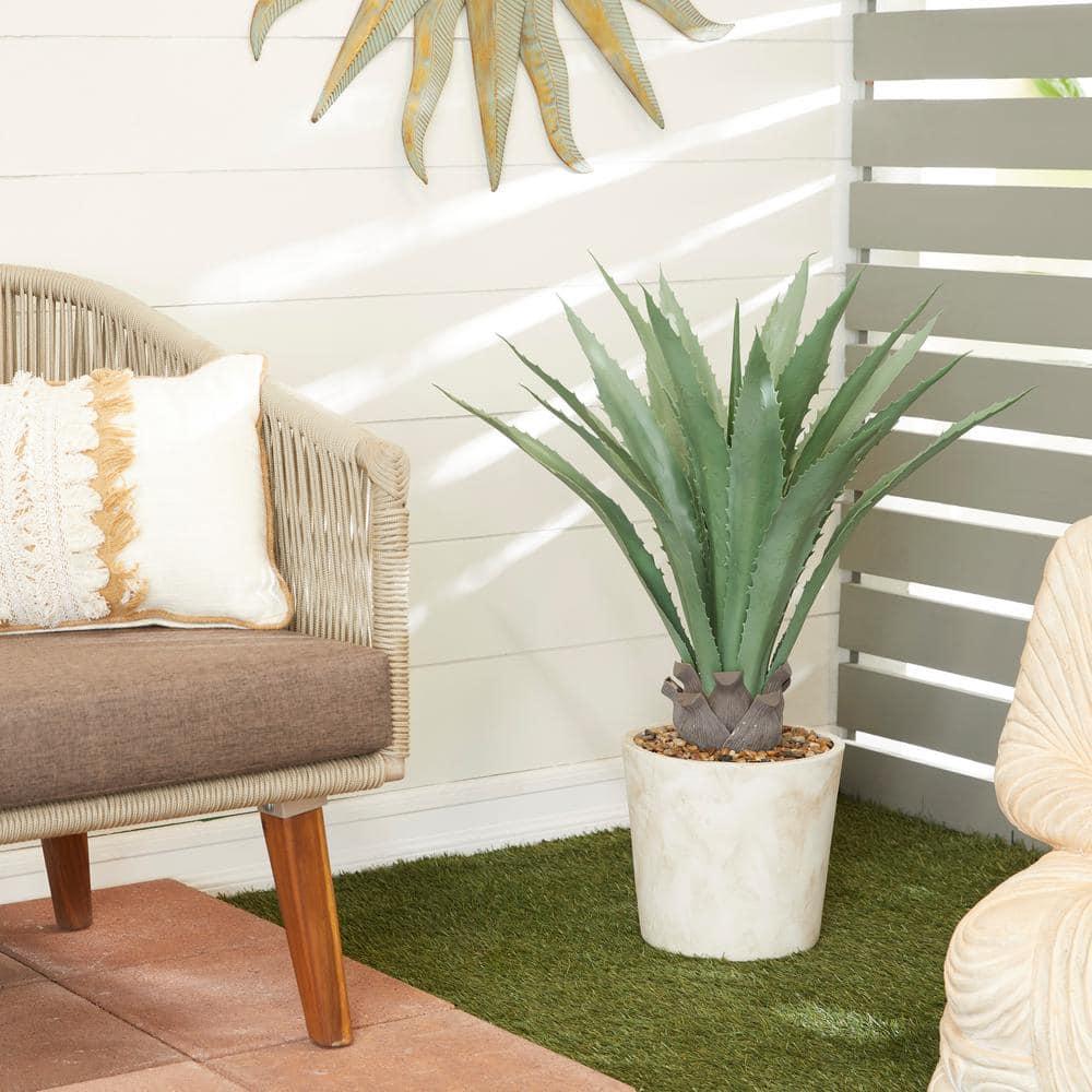 DecMode 31" Artificial Agave Plant in Realistic Leaves and Beige Ceramic Pot