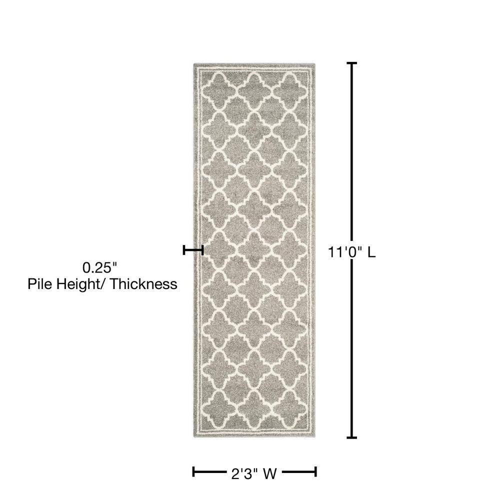 Amherst AMT422 Power Loomed Indoor Runner Rug - Dark Grey/Beige - 2'3"x11' - Safavieh