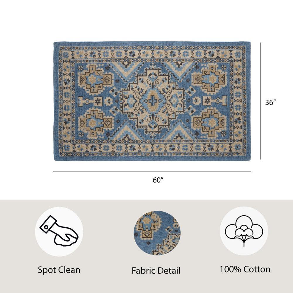 French Connection French Connection Oriental Flatweave Cotton Blue Area Rug