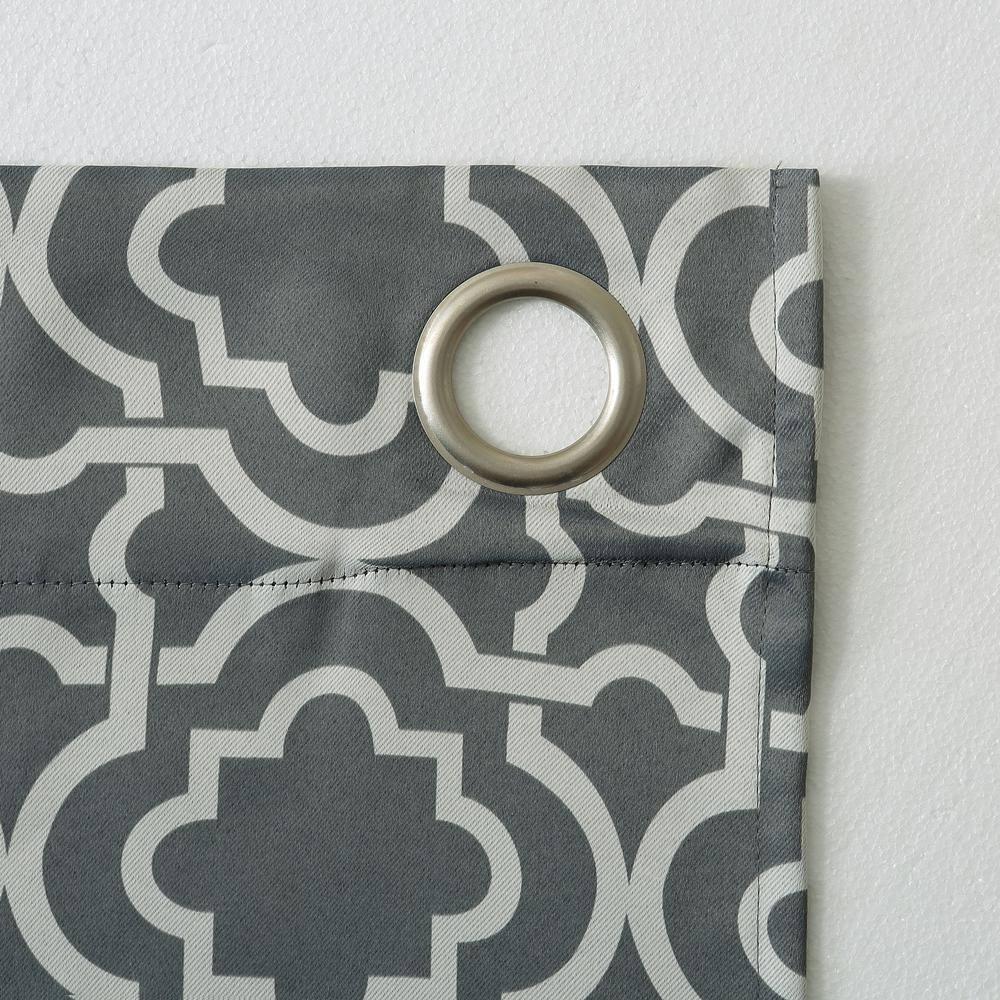 40"x84" Sun Zero Blackout Barnett Trellis Grommet Curtain Panel Gray: Thermal Insulated, Energy Efficient, Noise Reduction