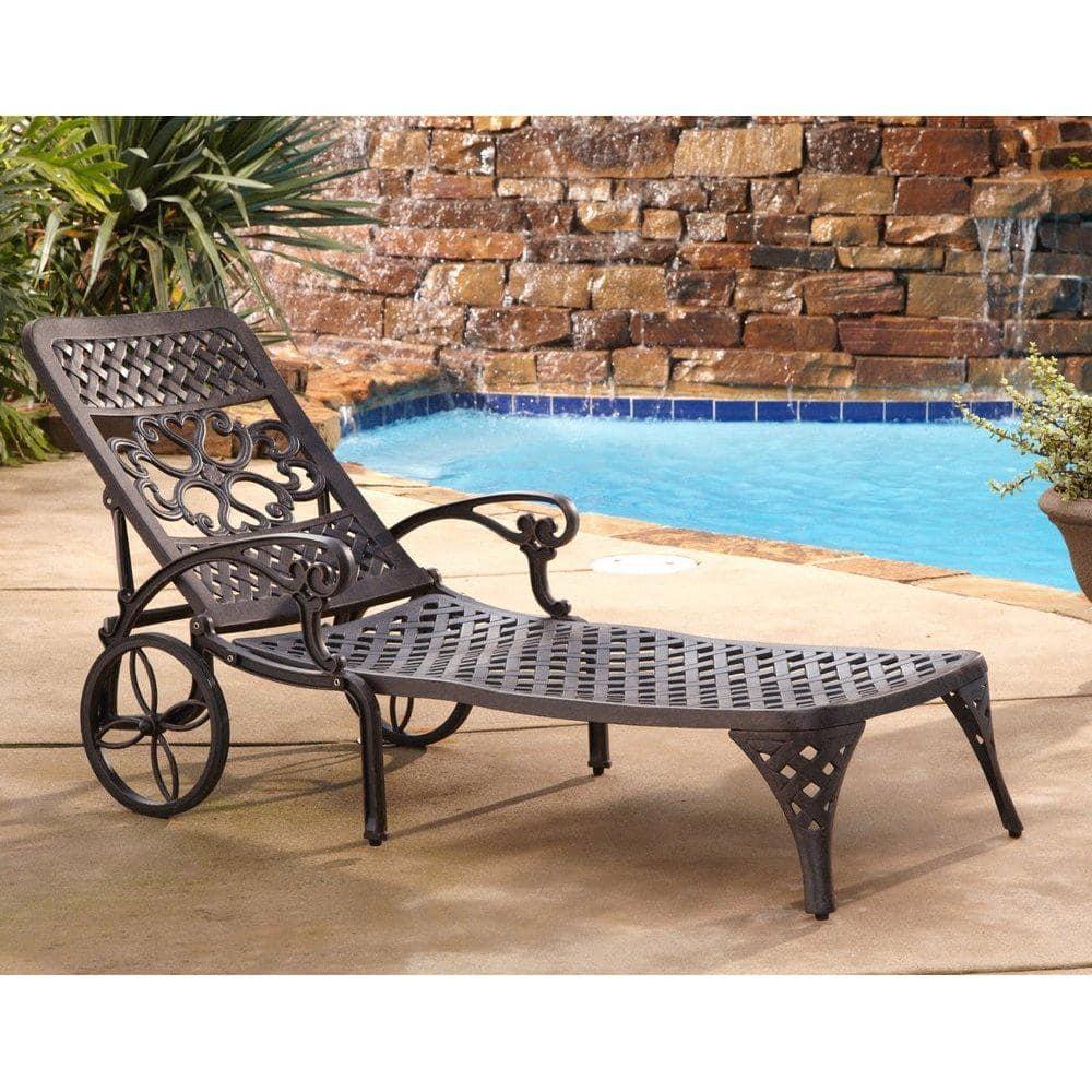 Homestyles Sanibel Cast Aluminum Outdoor Patio Reclining Chaise Lounge in Bronze