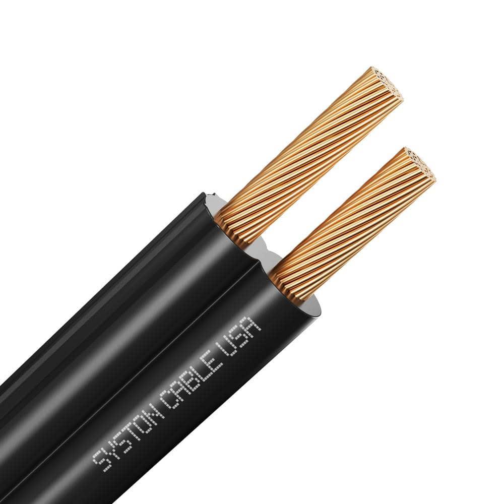 SYSTON 12/2 Low Voltage Landscape Lighting Direct Burial Stranded Wire Cable, 12 Gauge 2 Copper Conductors for Outdoor Spotlight Pathway Lighting and More Low Voltage Applications Use - 100 FT