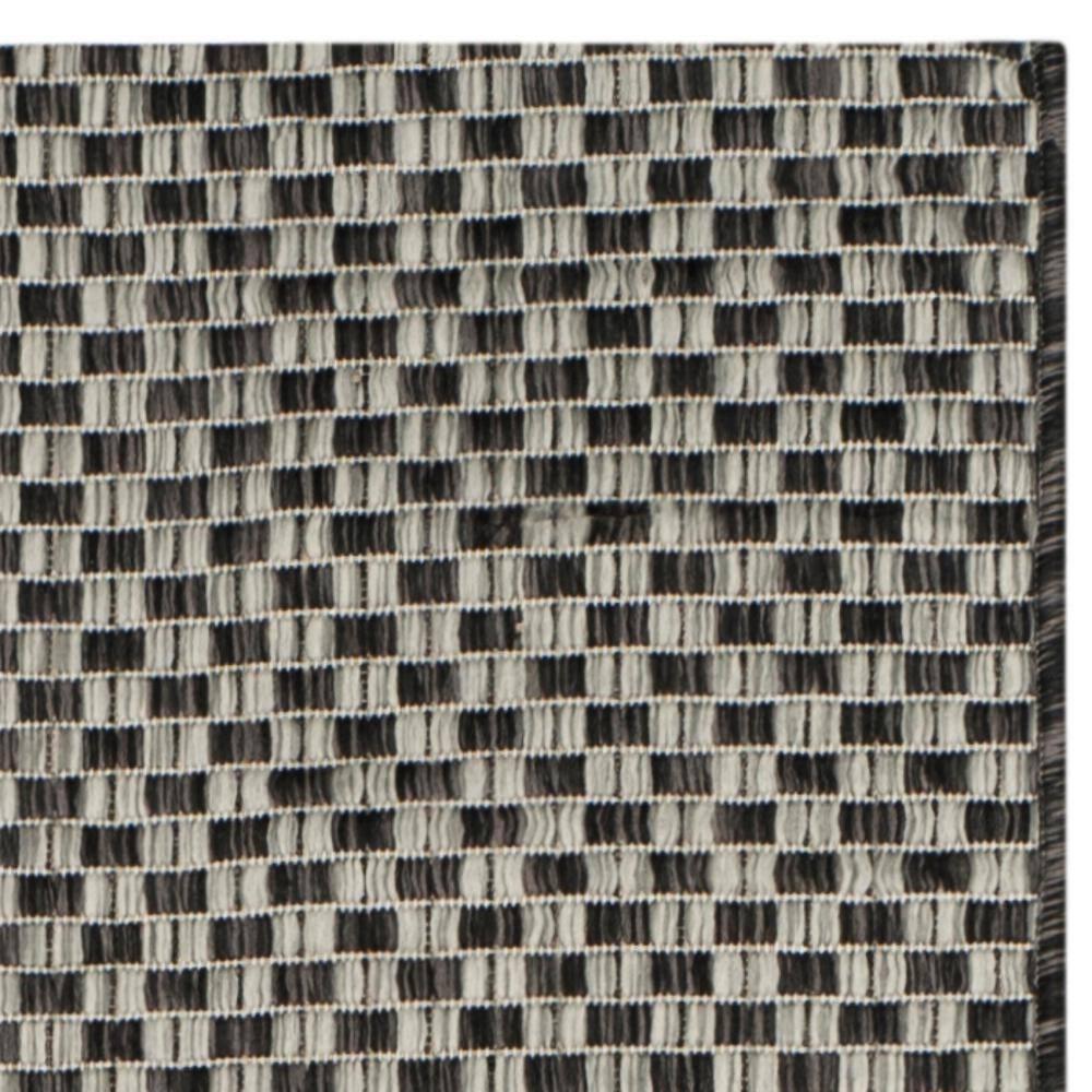 SAFAVIEH Courtyard Blair Checkered Indoor/Outdoor Runner Rug, Black/Light Grey, 2'3" x 14'