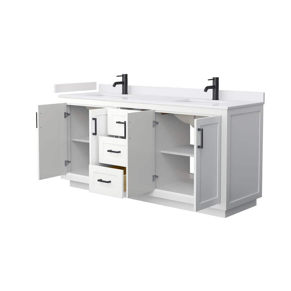 Wyndham Collection Miranda 72" Freestanding Double Bathroom Vanity with Cultured Marble Top